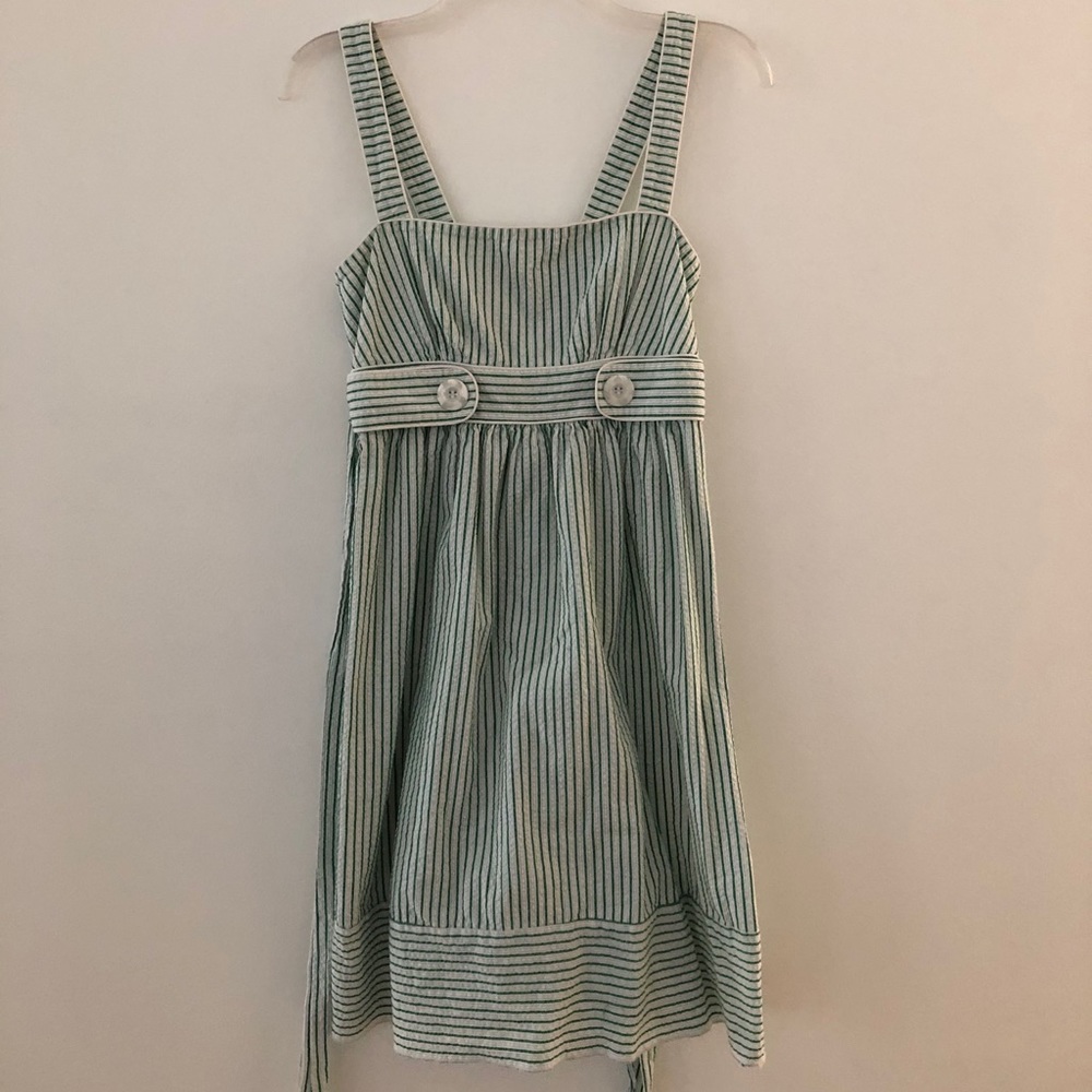 Women’s green and white striped dress